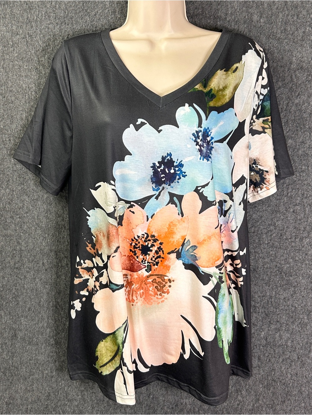 BloomChic Shirt Womens 10 Relaxed Fit Multicolor Floral V-Neck Top